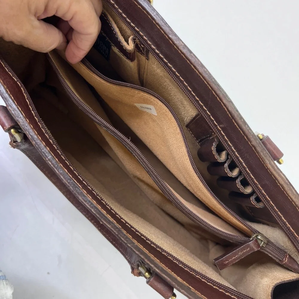 Wilsons Leather Pelle Studio Briefcase Brown Leather Messenger Bag Satchel